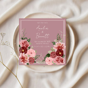 Staubige Rosen-Burgunder-Blumen-Garten-Quadrat-Sav Save The Date