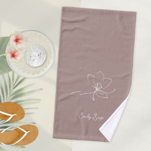 Staubige Rosen Elfenbein Blumen Linienkunst Minima Handtuch