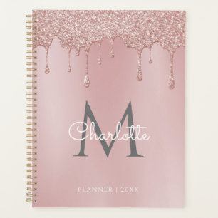 Staubige Rosen Glitter Tropfen Monogramm Schrift 2 Planer