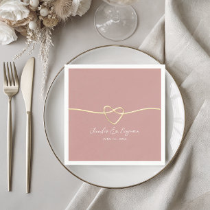 Staubige Rosen-Gold-Herz-Minimalistische Hochzeit Serviette