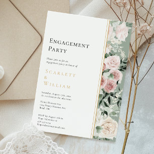 Staubige Rosen-Gold-Sage-Vintage-Verlobungsparty Einladung