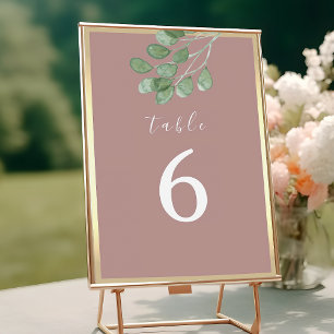 Staubige Rosen Grün Hochzeit Tisch Nummer Tischnummer