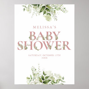 Staubige Rosen Grünzeug Buchstabe Baby Shower Schi Poster