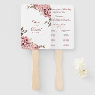 Staubige Rosen-Hortensien-Hochzeitsprogramm-Fächer Fächer