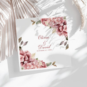 Staubige Rosen-Hortensien-Hochzeitsservietten Serviette