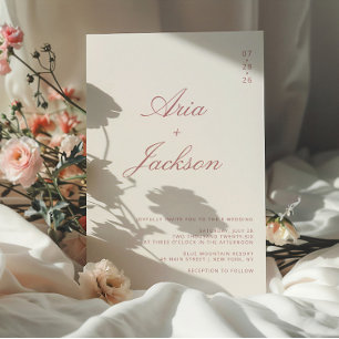 Staubige Rosen-Kalligrafie Moderne QR-Code-Hochzei Einladung