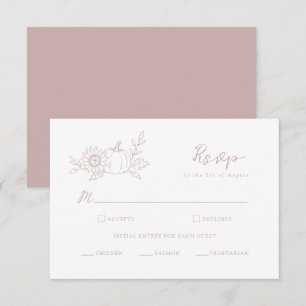 Staubige Rosen-Kürbis-Sonnenblumen-Hochzeits-RSVP- Begleitkarte