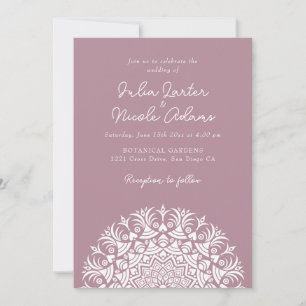 Staubige Rosen-Mauve-Abstrakte Mandala-Hochzeit Einladung