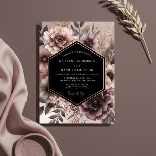 Staubige Rosen-Moody-Blumen-Hochzeit Einladung