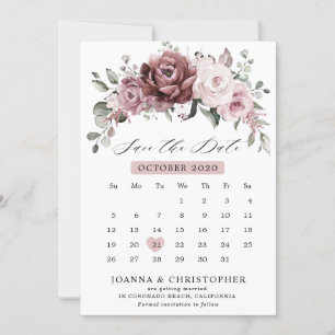 Staubige Rosen-Pfirsich-Blumen-Hochzeit Termin mer Save The Date