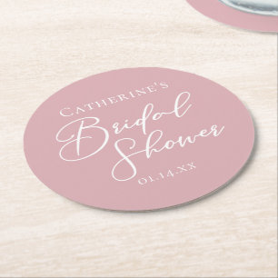 Staubige Rosen-Pink-Brautparty Personalisiert Runder Pappuntersetzer