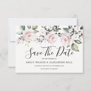 Staubige Rosen-Pink-Schamröte-Blumen-Save-The-Date Save The Date