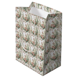 Staubige Rosen-Sage-Grün-Floral-Braut-Babyparty Mittlere Geschenktüte