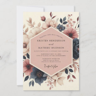 Staubige Rosen-Waldblüten-Hochzeit Einladung