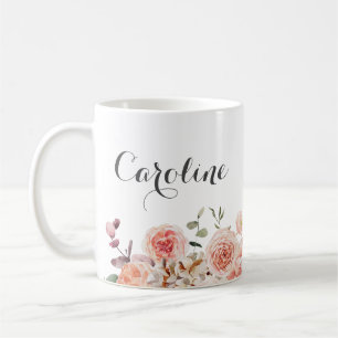 Staubige Rosen-Wasserfarben-Blumen-Name Kaffeetasse