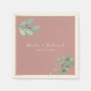 Staubige Rosen-Watercolor-Grün-Hochzeitsservietten Serviette