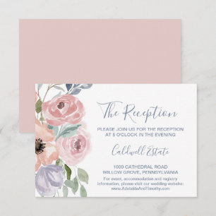 Staubige Rosenblumen Hochzeitsempfang Karte