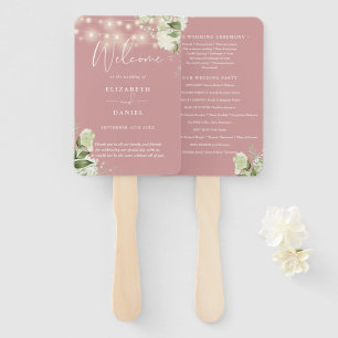 Staubige Rosenblumen-Lichterkette Hochzeitsprogram Fächer