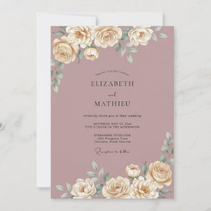 Staubige Rosenblüten-Bogen-Hochzeit Einladung