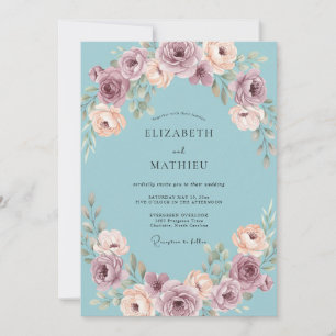 Staubige Rosenblüten-Bogen-Hochzeit Einladung