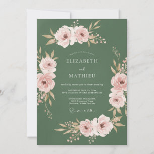 Staubige Rosenblüten-Hochzeit Einladung