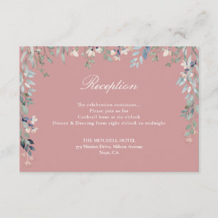 Staubige Rosenblüten Hochzeitsempfang Begleitkarte