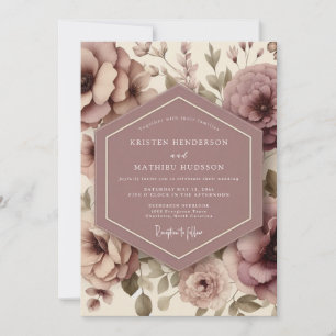 Staubige Rosenblüten-Launen Hochzeit Einladung