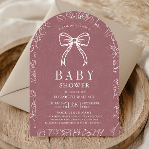Staubige Rosenlinie Art Coquette Bogen Baby Shower Einladung