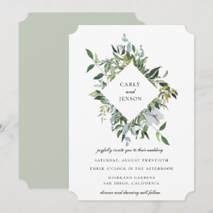 Staubige Salbei-Botanik-Rahmen-Hochzeit Einladung