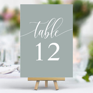 Staubige Salbei-Minimalist-Calligraphy-Hochzeit Tischnummer