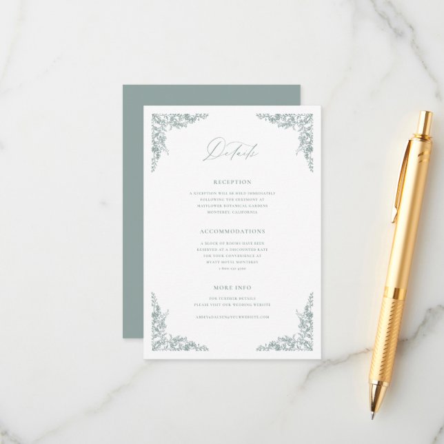 Staubige Salbeidekorationen Umschlagkarte Hochzeit Begleitkarte (Vorderseite/Rückseite Beispiel)