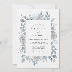 Staubige Schiefer Antique Rose Hochzeit Einladung