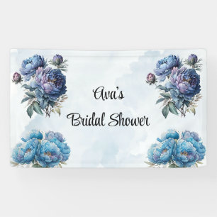 Staubige und marineblaue Aquarell-Pfingstrosen-Bra Banner