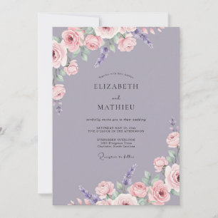 Staubige Veilchen-Blüten-Hochzeit Einladung