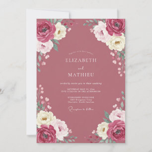 Staubige Wein-Ranunculus-Eukalyptus-Hochzeit Einladung