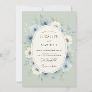 Staubiger Anemonen-Kranz-Hochzeit Einladung