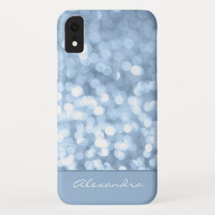 Staubiger blauer Bokeh Glitzer-funkelnd Monogramm Case-Mate iPhone Hülle