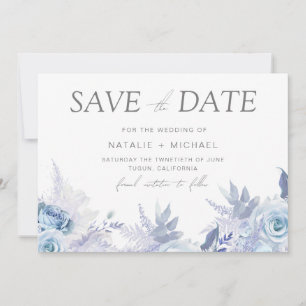 Staubiger Himmelblauer Blumenhochzeit Save The Date