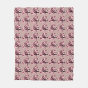 Staubiger Mauve Vintage-Blumenmuster-Wurfdecke Fleecedecke