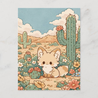 Staubiger Salbei-Wüsten-Kawaii-Fennec-Fuchs Postkarte