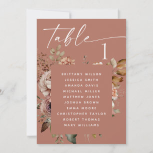 Staubiger Terrakotta-Boho-Floral-Hochzeits-Sitzpla Einladung
