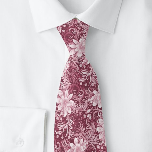 Staubiger Wein Floral Batik Krawatte (Von Creator hochgeladen)