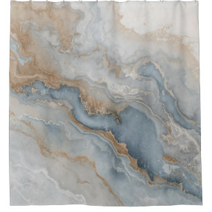Staubiges Blau Grau Beige Braun Abstrakt Duschvorhang