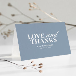 Staubiges Blau | Klassische und Luxuriöse Hochzeit Dankeskarte