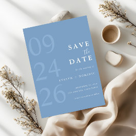 Staubiges Blau Moderne Typografie Minimalistische  Save The Date