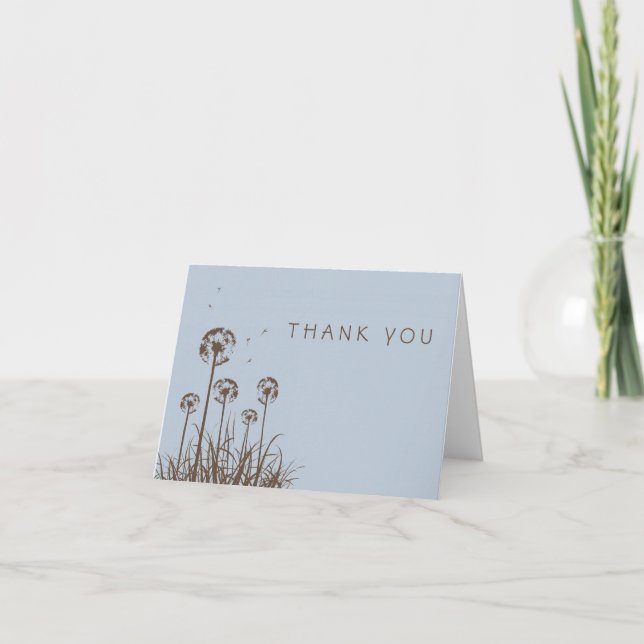 Staubiges Blau und Brown-Löwenzahn dankt Ihnen Dankeskarte (Vorderseite)