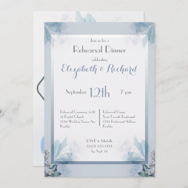 Staubiges blaues einladung (Vorne/Hinten)