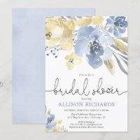 Staubiges blaues und gelbes BlumenBrautparty