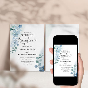 Staubiges Eukalyptus-Aquarell Hochzeitsempfang nur Einladung