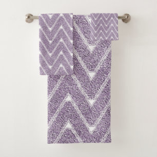 Staubiges Flieder Chevron-Muster Badhandtuch Set